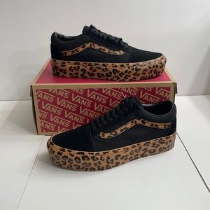 Vans Old Skool platform leopard black/brown sugar women’s size 8